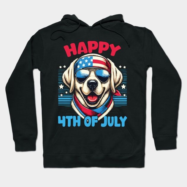 4th of July USA Flag Patriotic American Labrador Retriever Hoodie by JUST PINK
